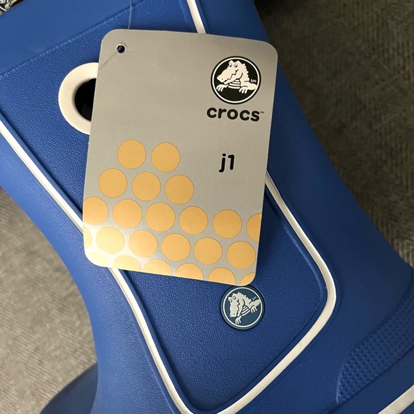 Toddler Crocs Jaunt Rain Boots Kids Size J1 - Blue & White 11018 - NWT - Picture 3 of 10